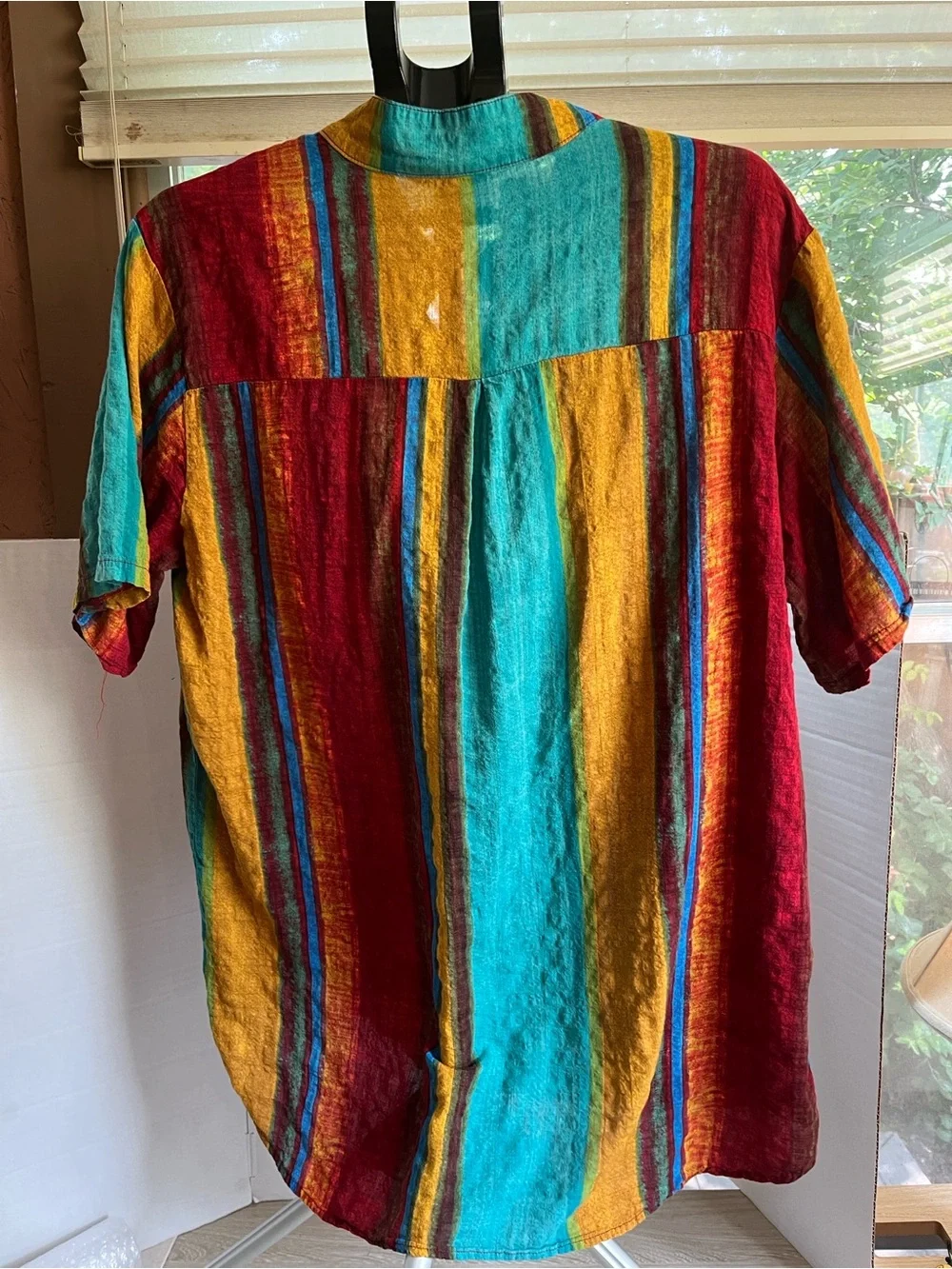Men's Turquoise Casual Button-Down Shirt with Contrast Trim